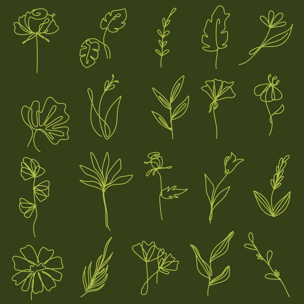 Flower doodle freehand drawing vector set