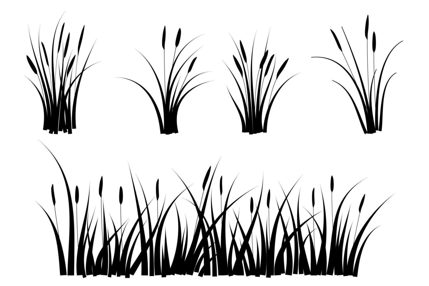 cañas hierba silueta vector