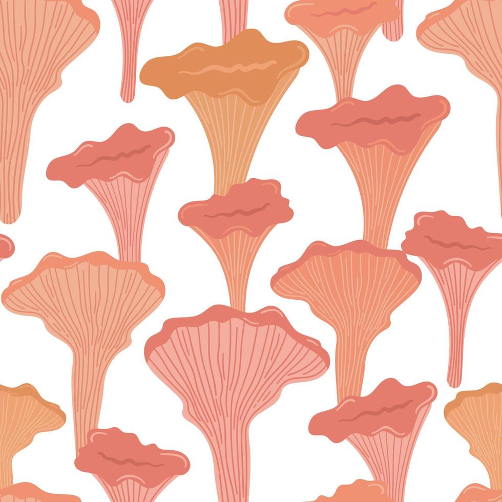 cute different mushrooms with Chanterelle. seamless pattern vector