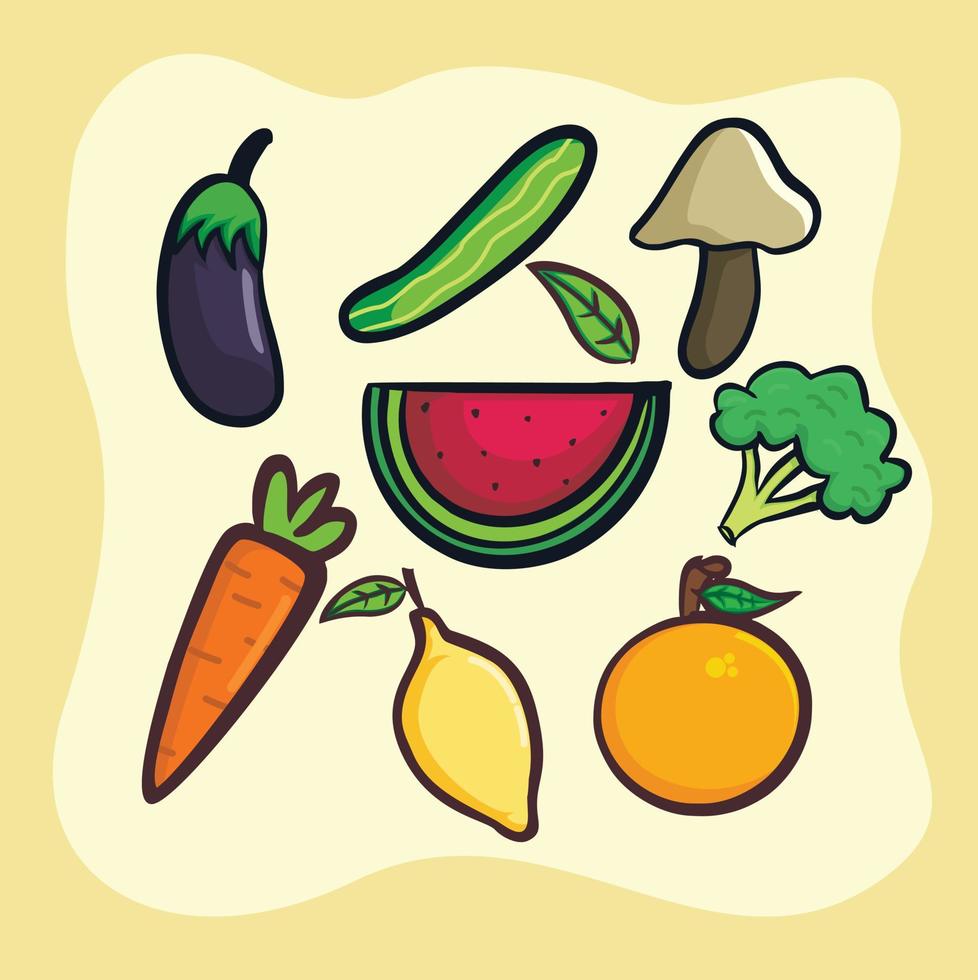 Vegetables and Fruits in one compound vector