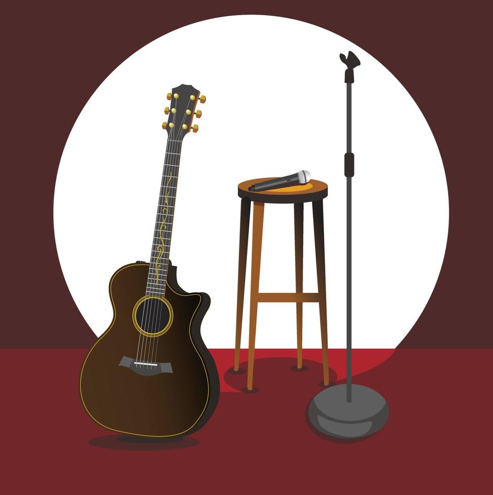 escenario de música acústica vectorial resaltado vector