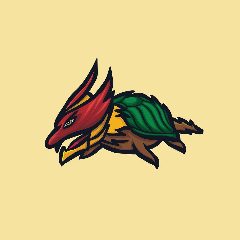 The Dragon Turtle with red head vector