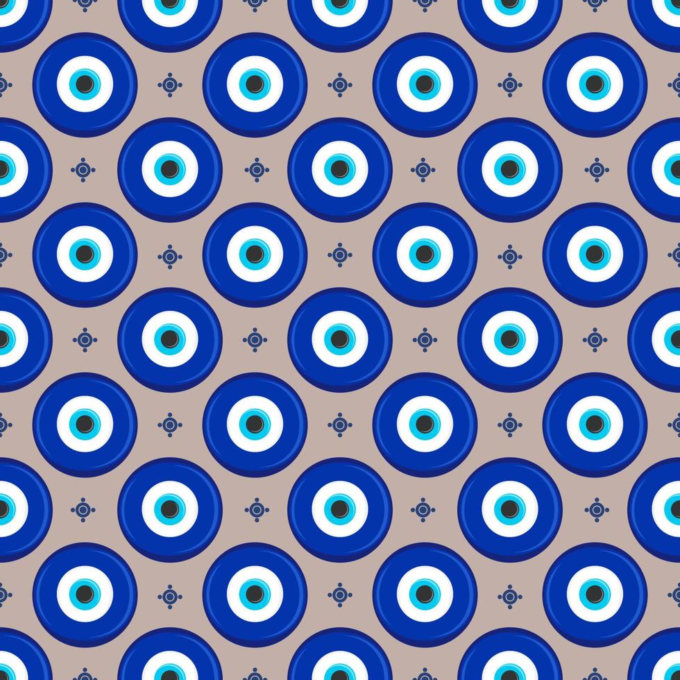 Evil eye ethnic pattern. Mystic greek blue amulet. Turkish traditional print. Symbol of protection. Vector seamless background.