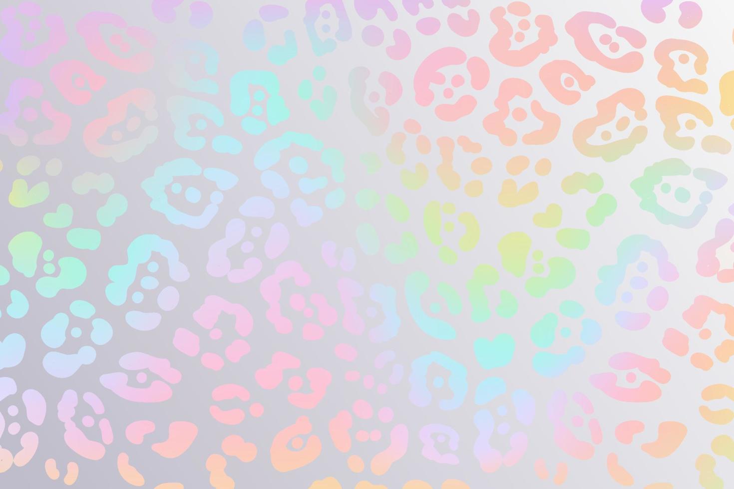 Rainbow leopard background. Holographic foil cheetah texture. Animal pattern gradient print. Vector abstract pastel illustration.