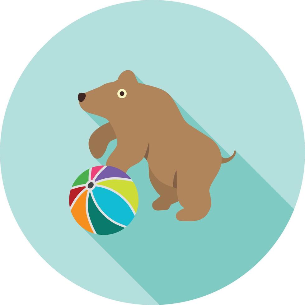 Bear Performing Flat Long Shadow Icon vector