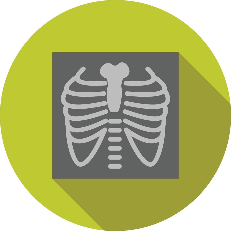 Icono de sombra larga plana de rayos x de pulmones vector