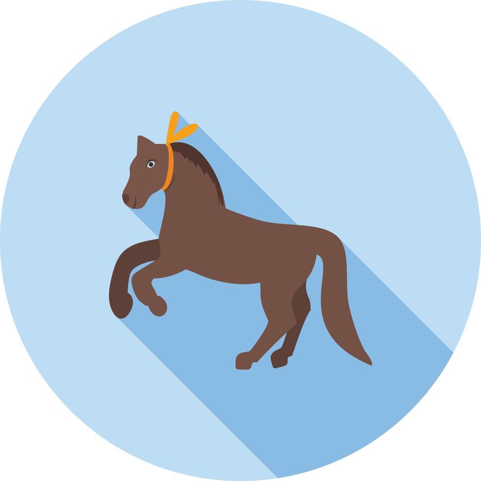 caballo realizando icono de sombra larga plana vector