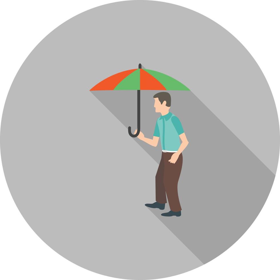 caminar bajo la lluvia plana larga sombra icono vector