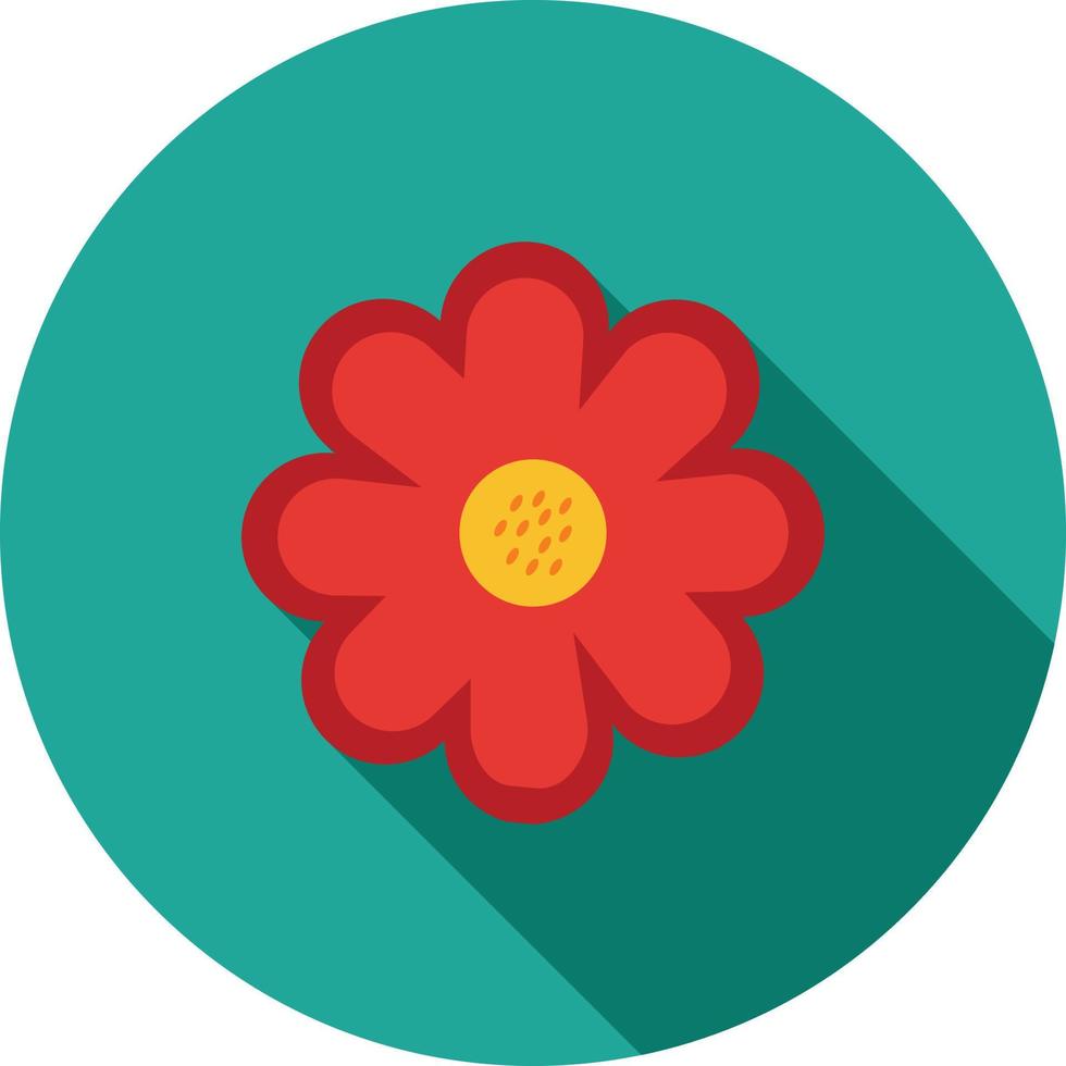 flor, plano, largo, sombra, icono vector