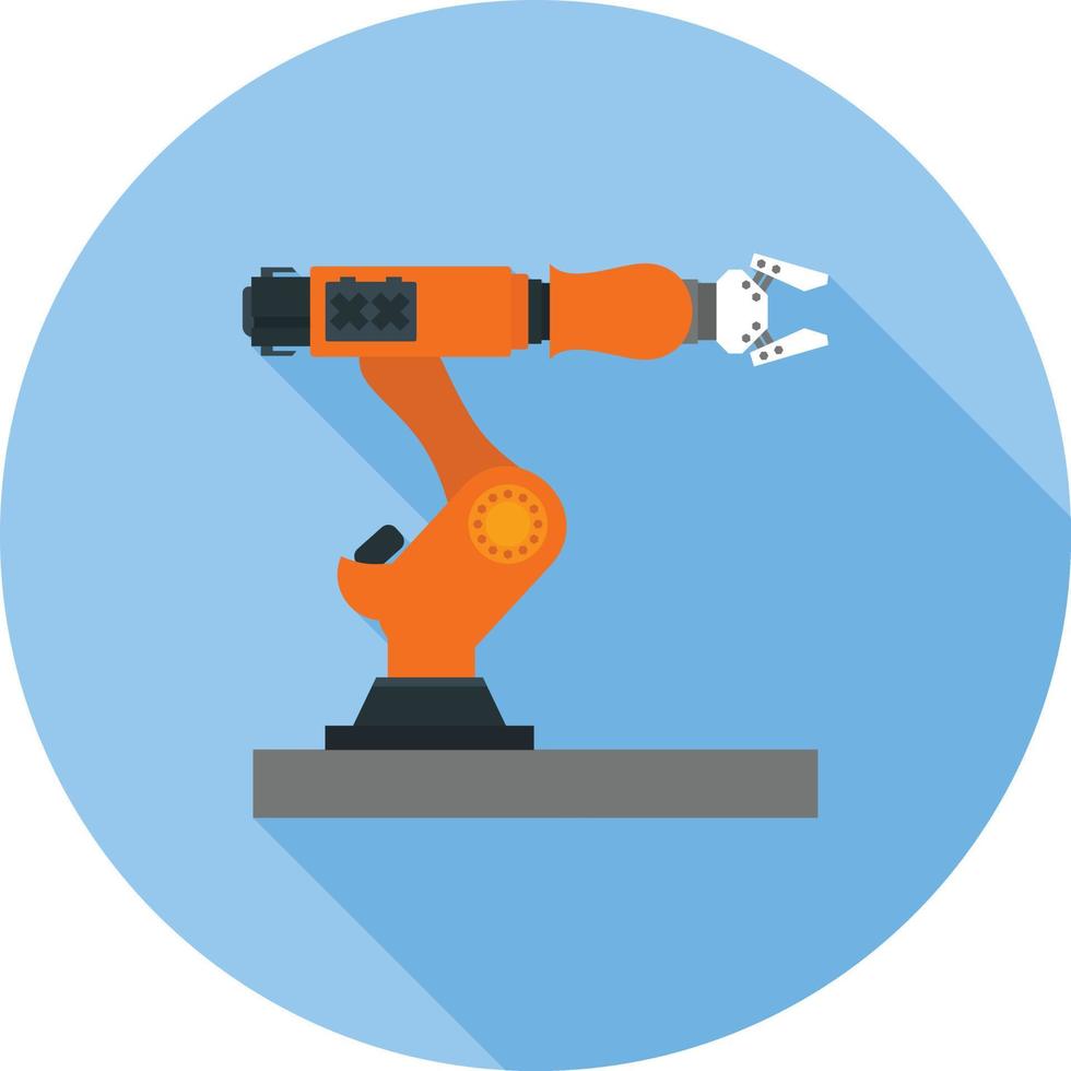 robot industrial ii plana larga sombra icono vector