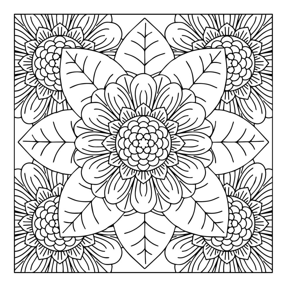 imprimir diseño flor contorno elemento página para colorear vector