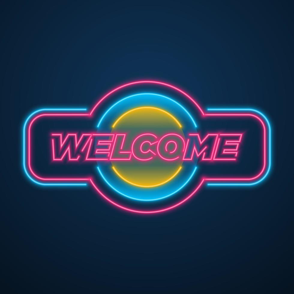 welcome neon sign style effect vector
