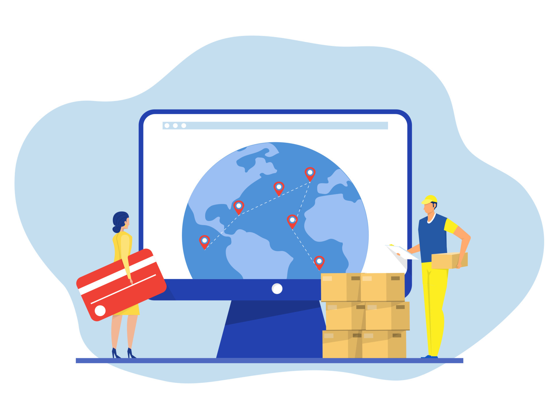 People deliver Export and import shipping of goods with transport ...