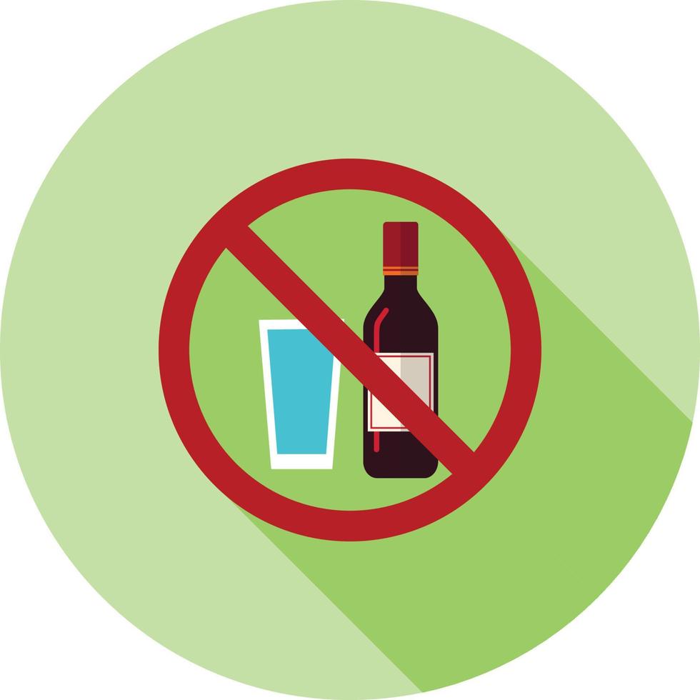 No Drinks Flat Long Shadow Icon vector