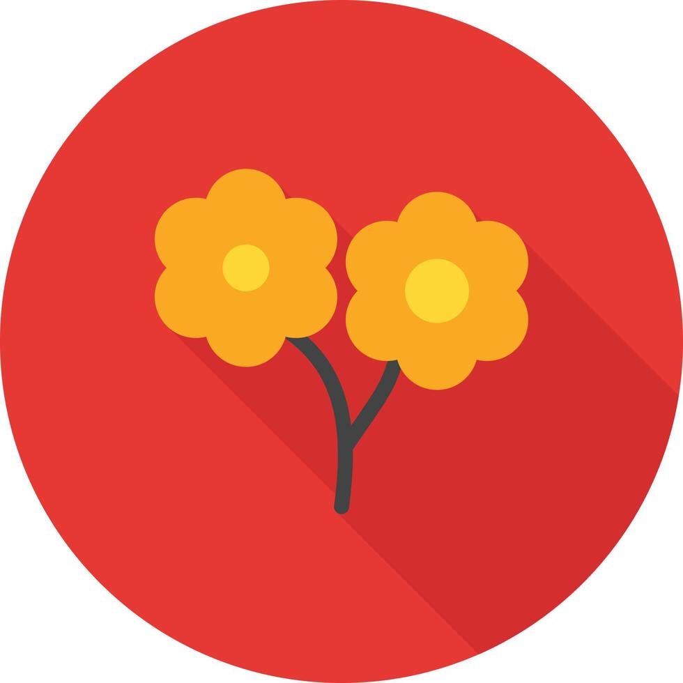 icono de sombra larga plana de flores pequeñas vector