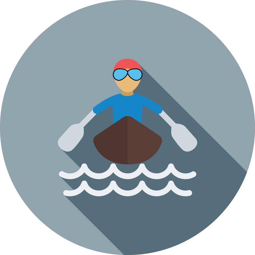 Rowing Person Flat Long Shadow Icon vector