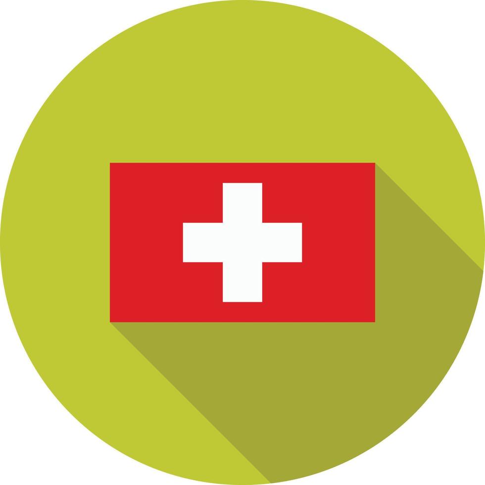 icono de sombra larga plana suiza vector