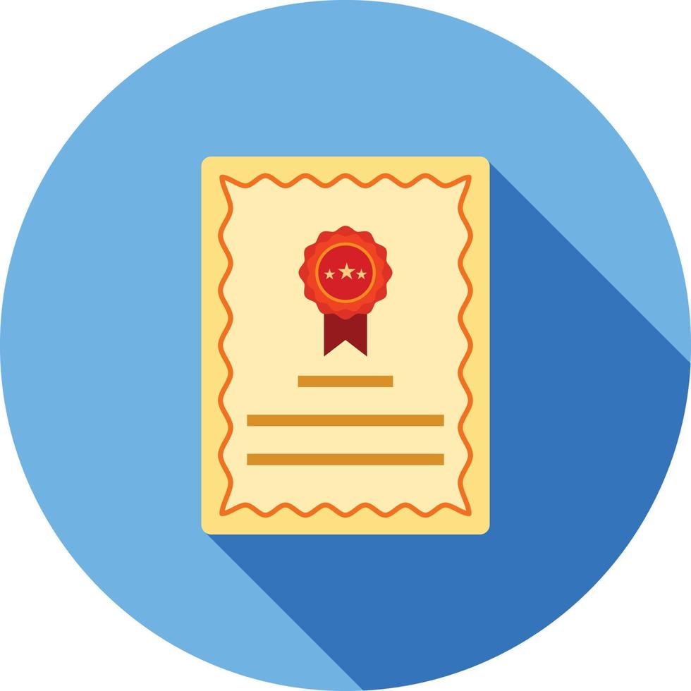 icono de sombra larga plana de certificación vector