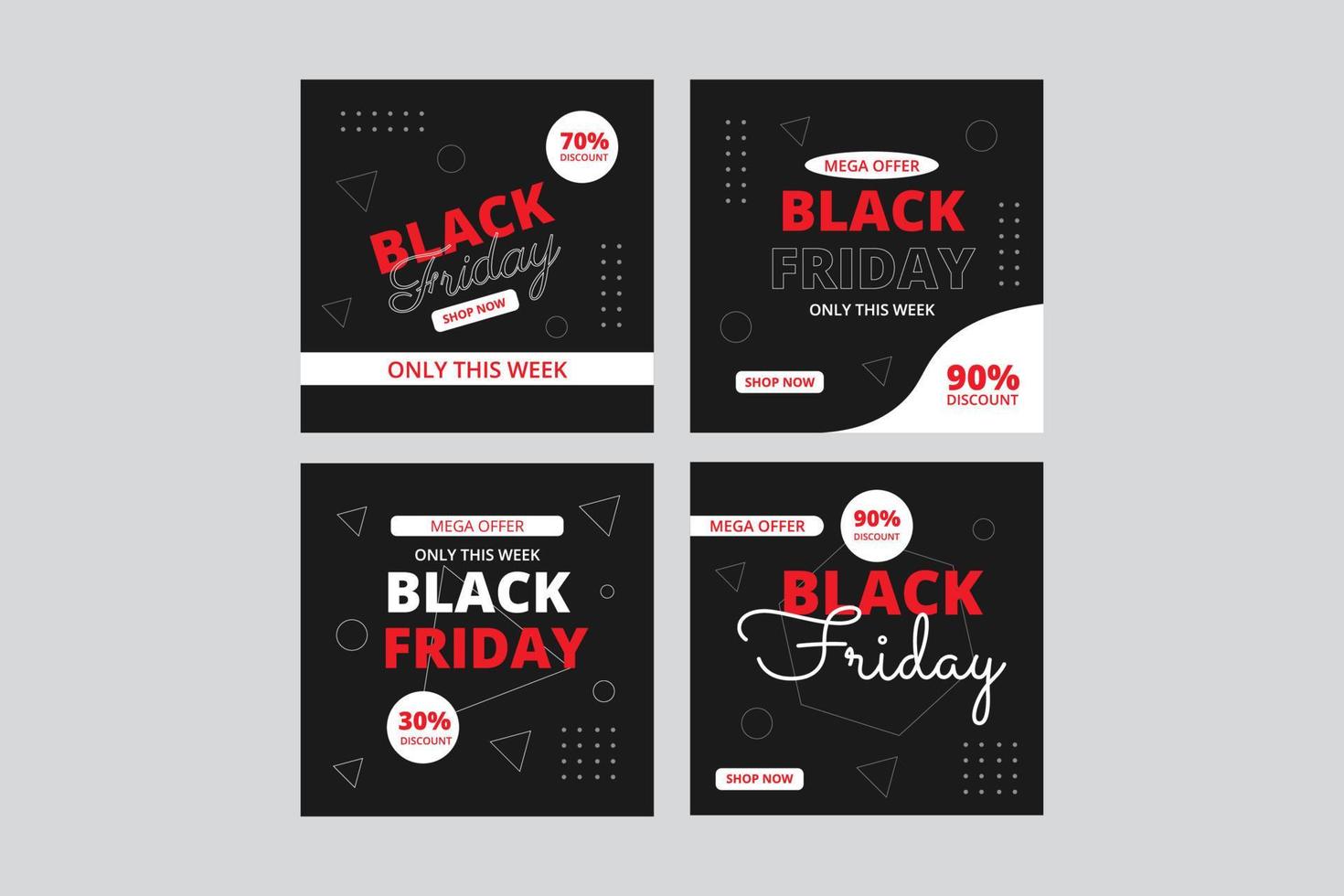 black Friday discount promo template design vector