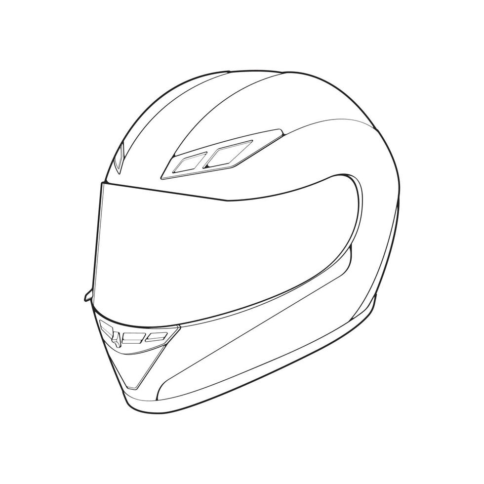 Template helmet full  face, line Art helmet Vector Illustration, Line art vector, helmet Vector