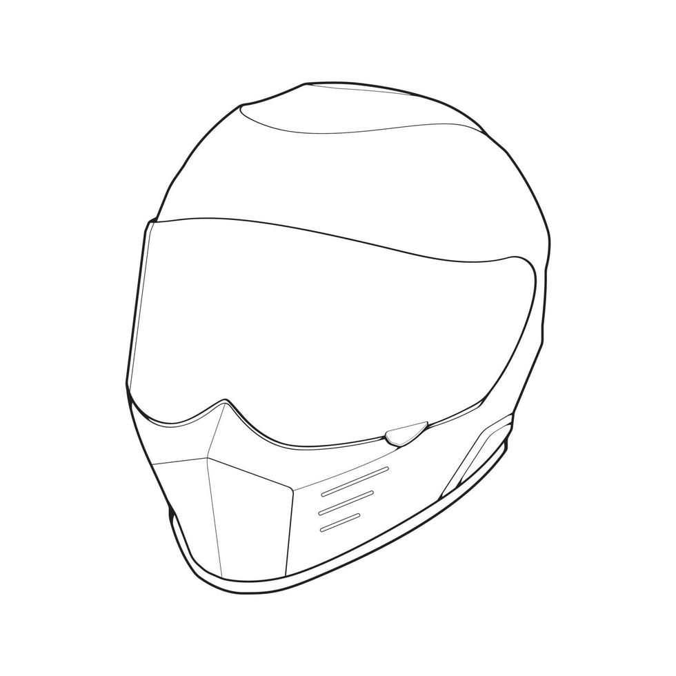 casco de plantilla de cara completa, ilustración de vector de casco de arte de línea, vector de arte de línea, vector de casco