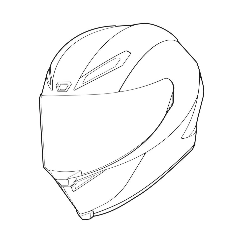 Template helmet full  face, line Art helmet Vector Illustration, Line art vector, helmet Vector