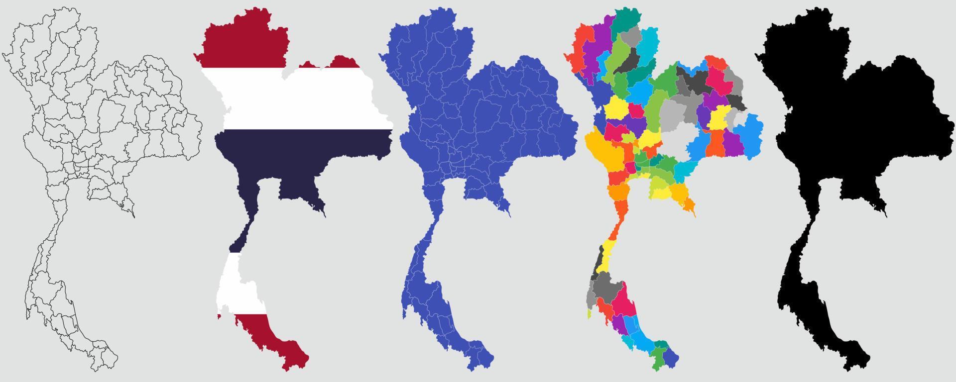 mapa político dibujado a mano del reino de tailandia vector