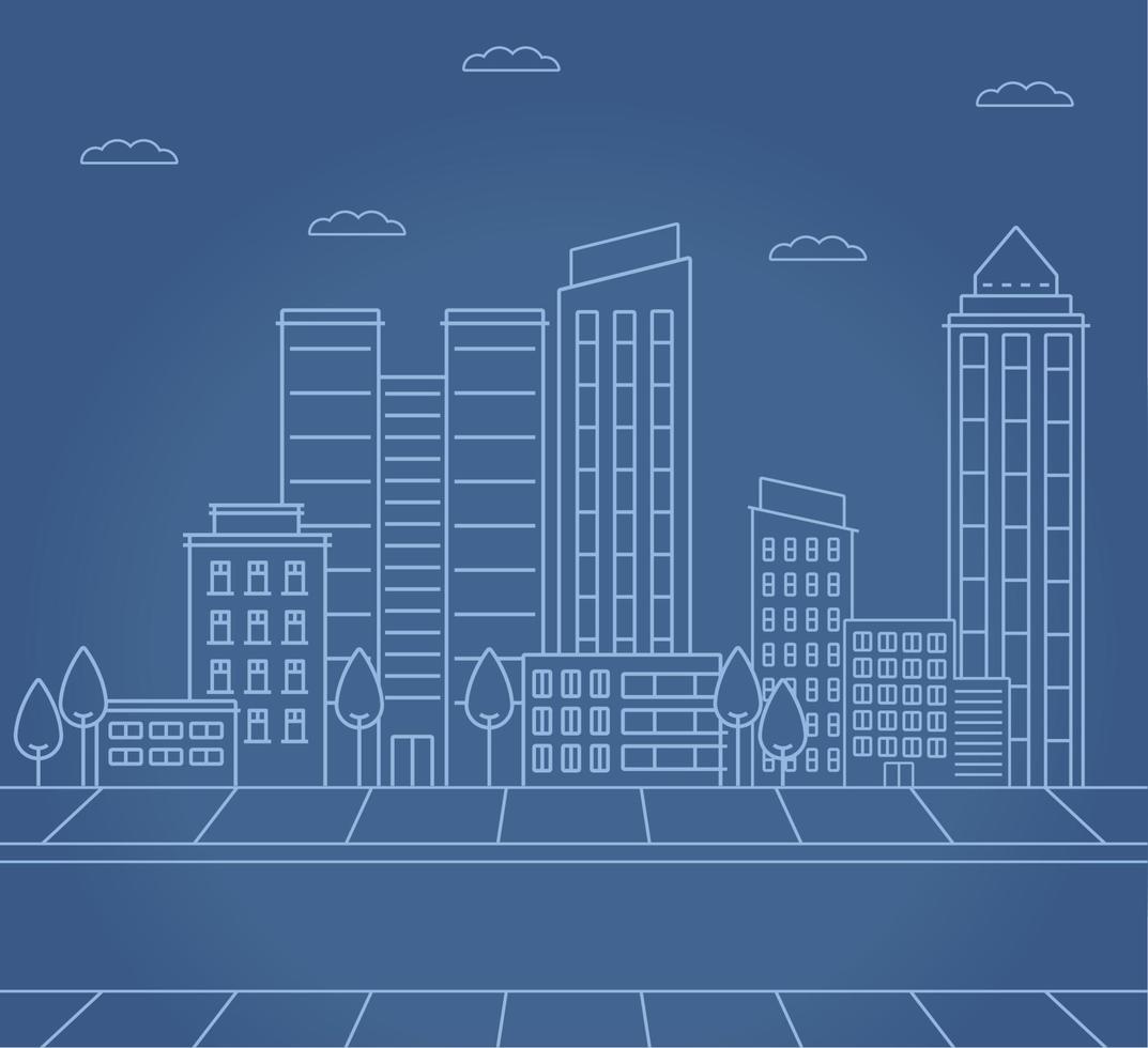 buildings city line blue vector