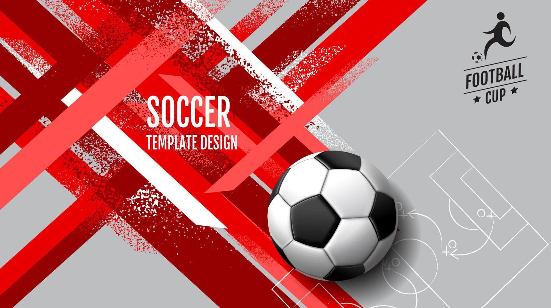 diseño de plantilla de diseño de fútbol, cuadrado, tono rojo, fondo deportivo vector