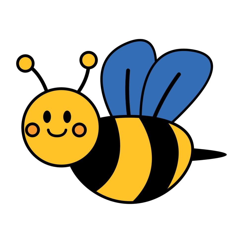 personaje retro de dibujos animados de abeja vector