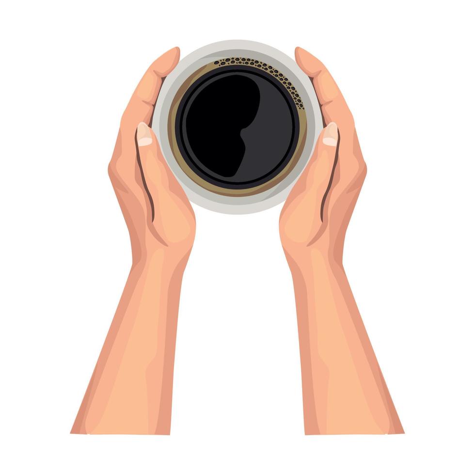 hands lifting coffee cup vector