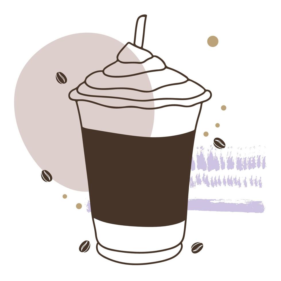 Coffee cocktails, drink with creamy foam, delicious aroma of coffee vector