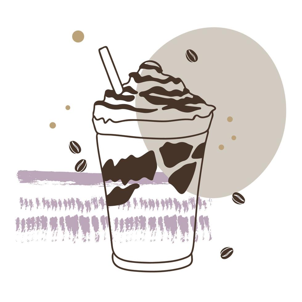 Coffee cocktails, drink with creamy foam, delicious aroma of coffee vector