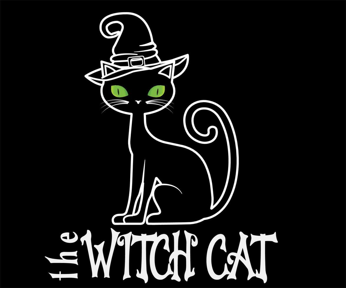 The Witch Cat - Halloween Vector Illustration