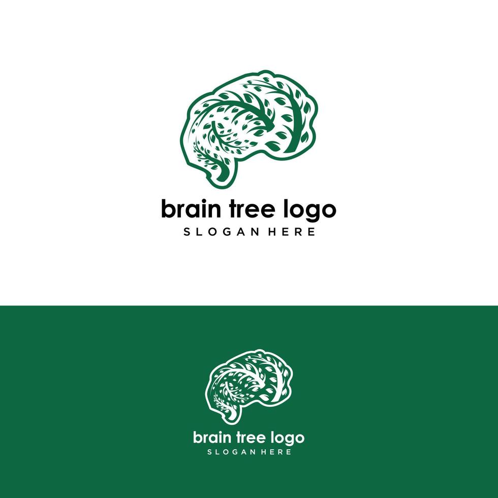 concepto de logo de cerebro de árbol. Mente humana, crecimiento, innovación, pensamiento, símbolo de la ilustración común. vector