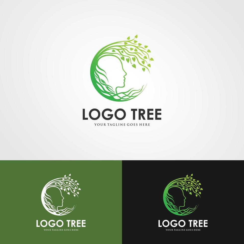 concepto de logo de cerebro de árbol. Mente humana, crecimiento, innovación, pensamiento, símbolo de la ilustración común. vector