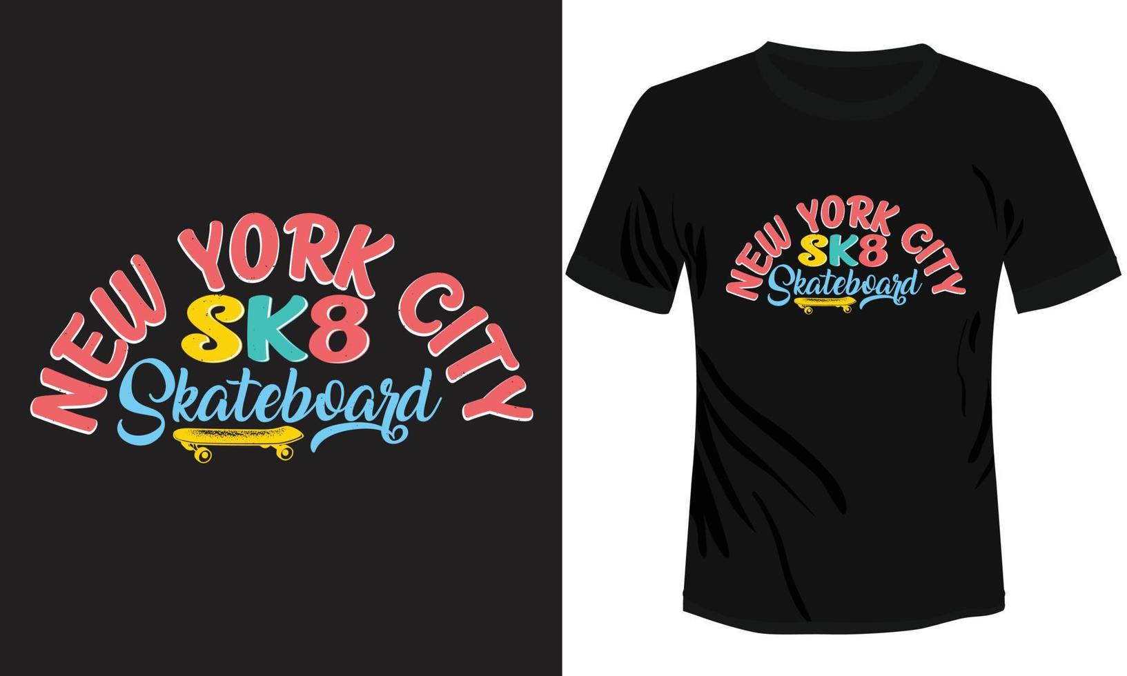 diseño de camiseta de patineta de la ciudad de nueva york vector