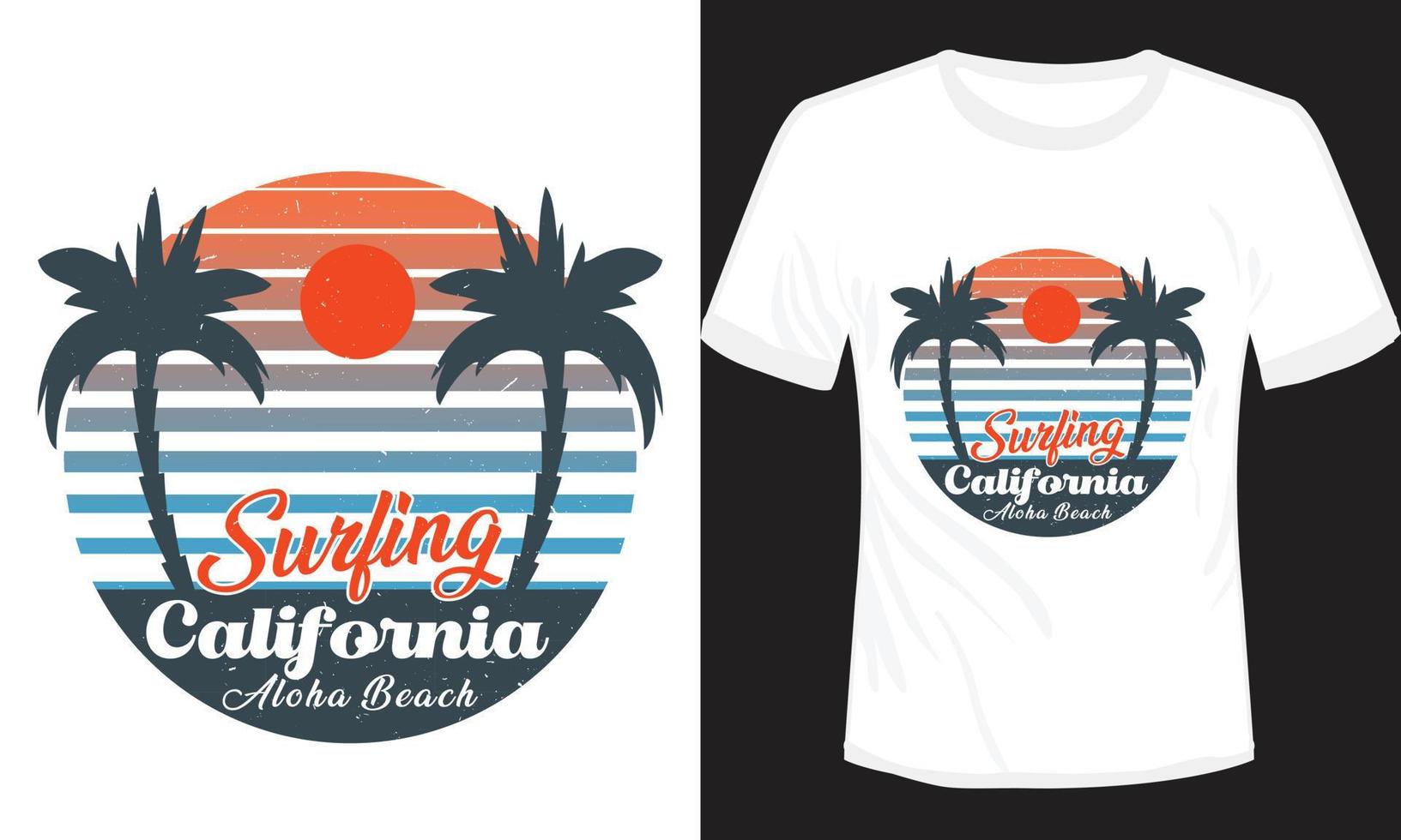diseño de camiseta de surf california aloha beach vector