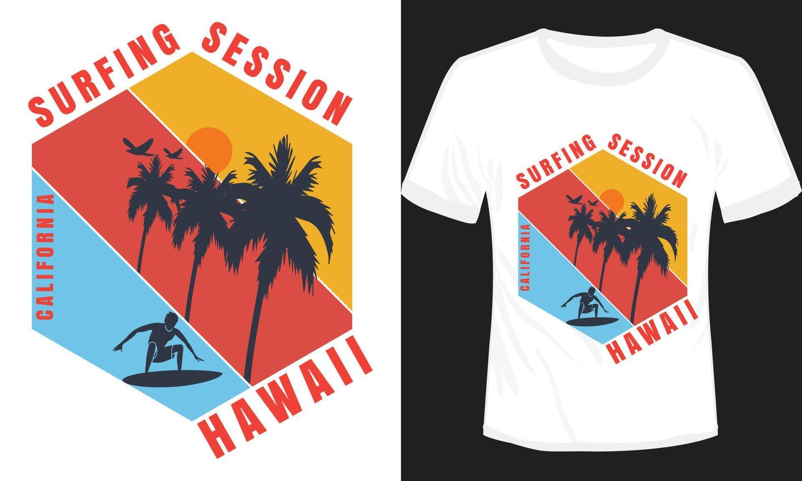 diseño de camiseta de sesión de surf hawaii vector