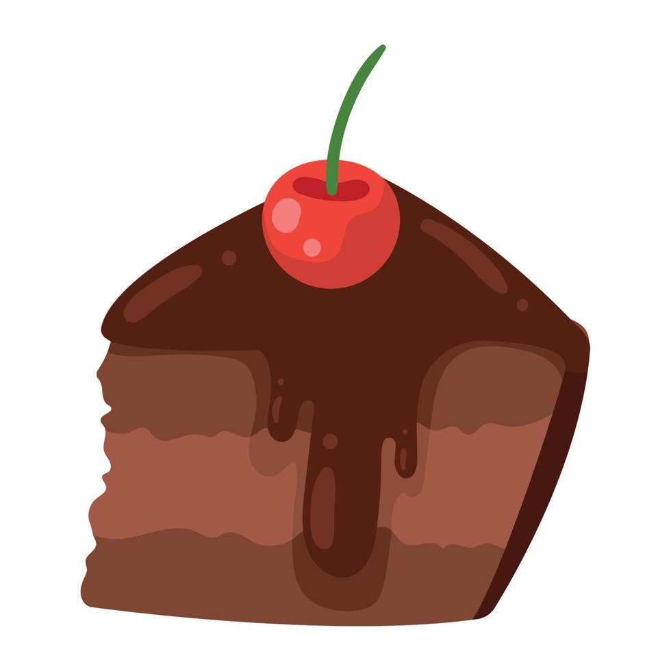 sweet chocolate cake portion vector