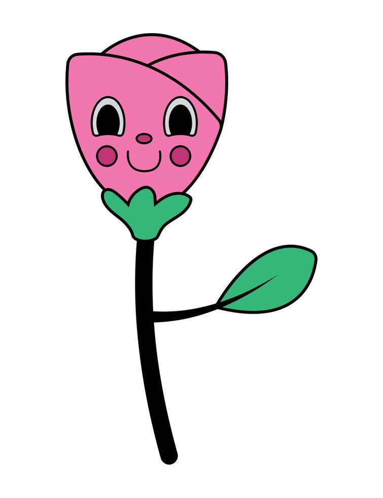personaje retro de dibujos animados de rosa vector