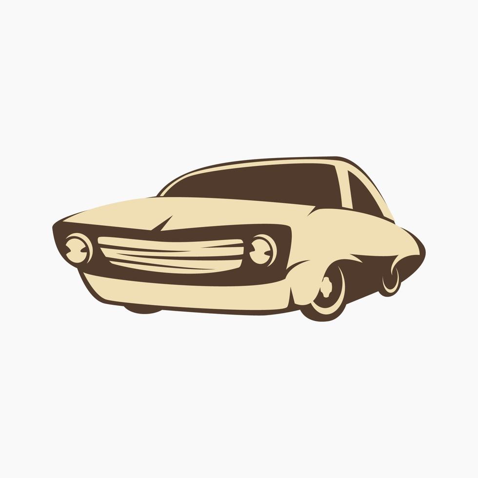 Editable Isolated Three-Quarter Oblique View Classic Retro Car Vector Illustration in Simple Flat Cartoon Style for Transportation or Hobby Related Design