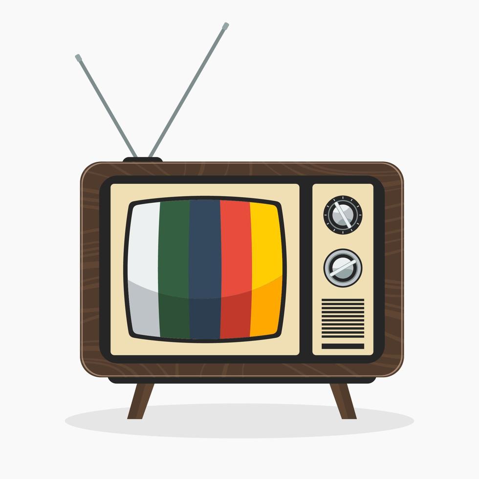Editable Front View Old Classic Vintage Television Vector Iconic Illustration for Information Technology or Electrical Related Design