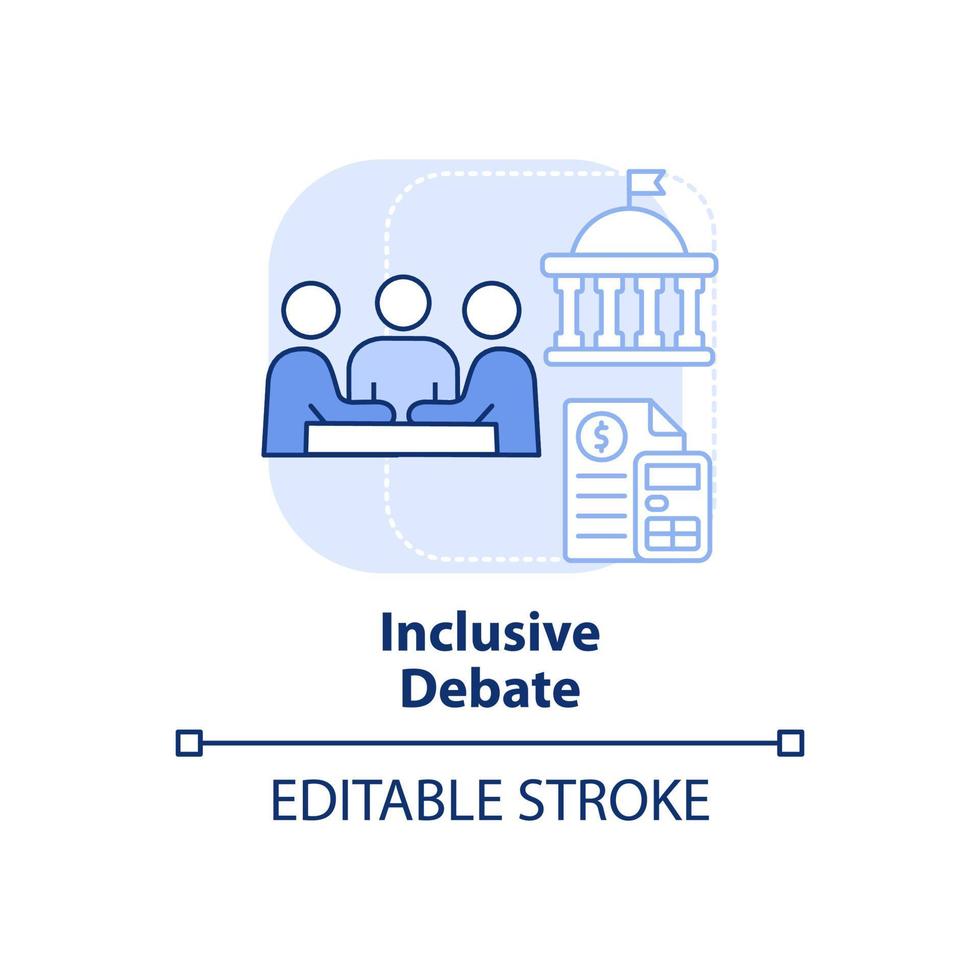 Inclusive debate light blue concept icon. Active discussion. Budget planning abstract idea thin line illustration. Isolated outline drawing. Editable stroke. vector