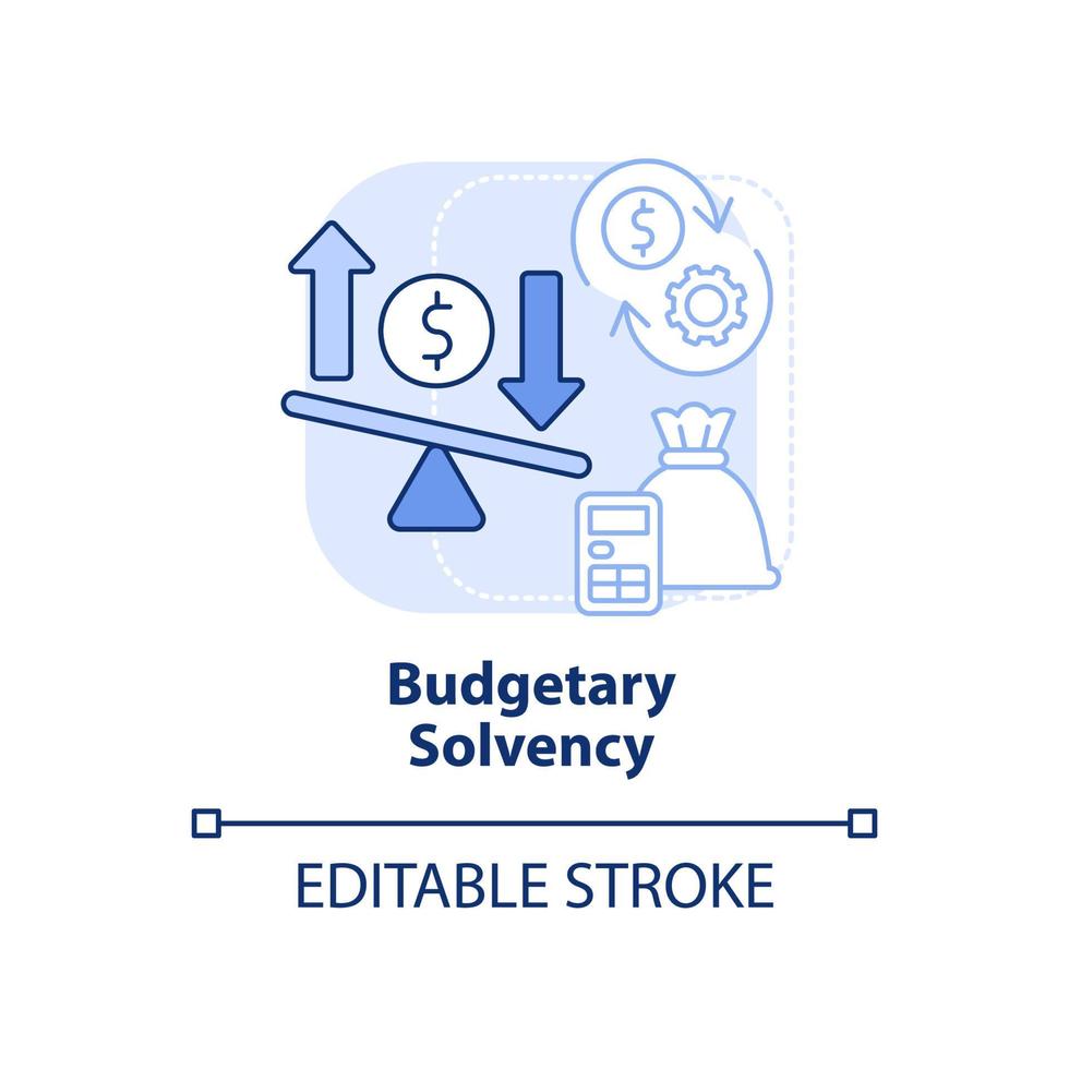 Budgetary solvency light blue concept icon. Generating revenue. Budget balance abstract idea thin line illustration. Isolated outline drawing. Editable stroke. vector