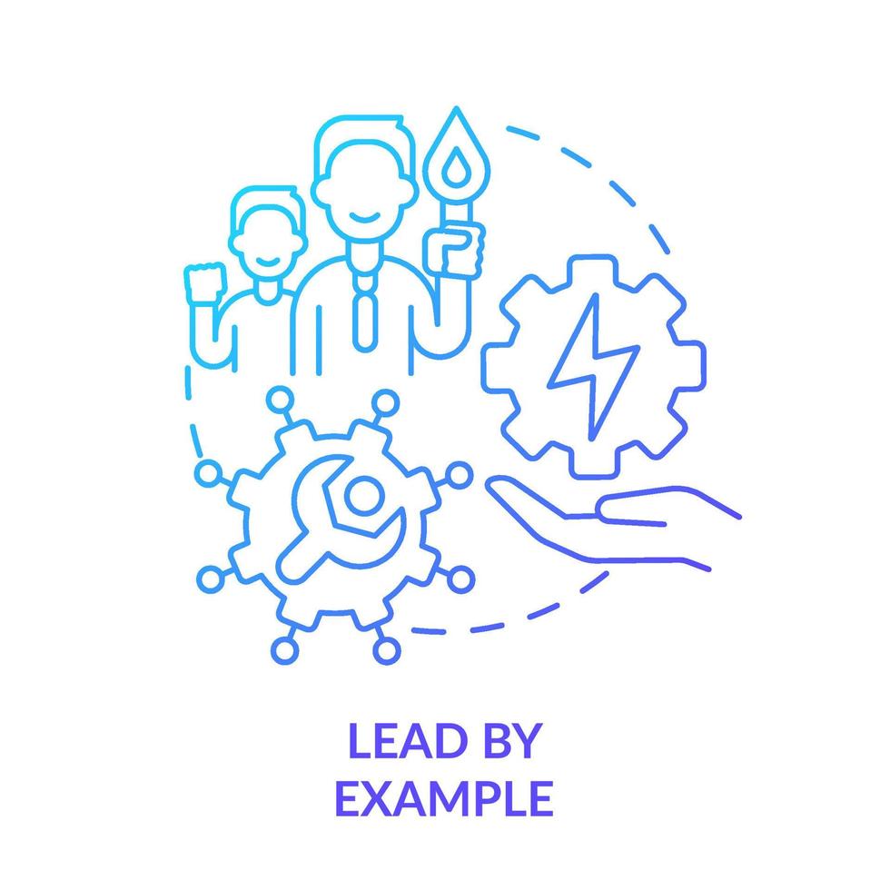 Lead by example blue gradient concept icon. Approach to energy strategy abstract idea thin line illustration. Implementing new policies. Isolated outline drawing. vector