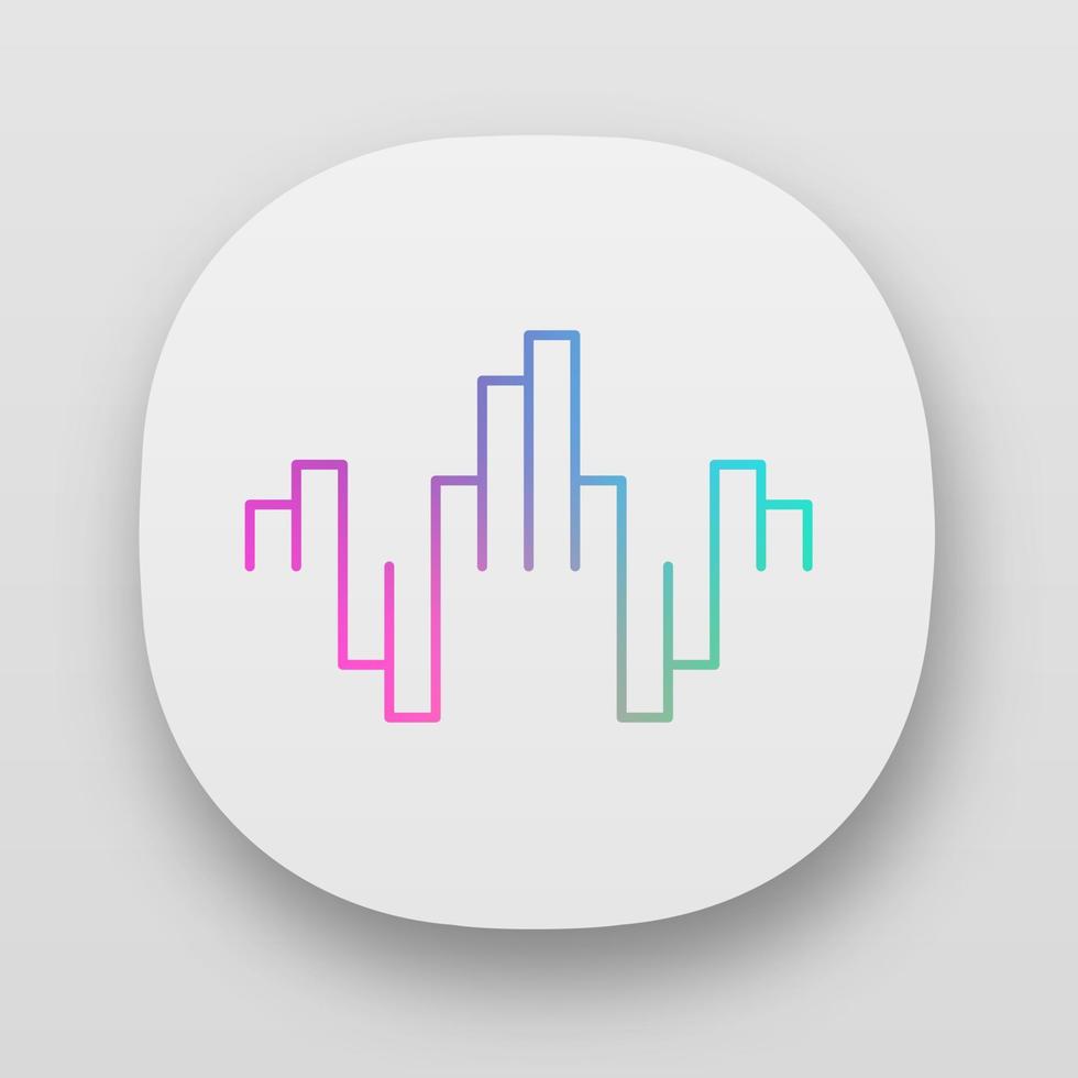 Geometric music wave app icon. UI UX user interface. Abstract soundwave. Music rhythm, dj equalizer waveform. Digital sound, audio frequency. Web or mobile applications. Vector isolated illustration