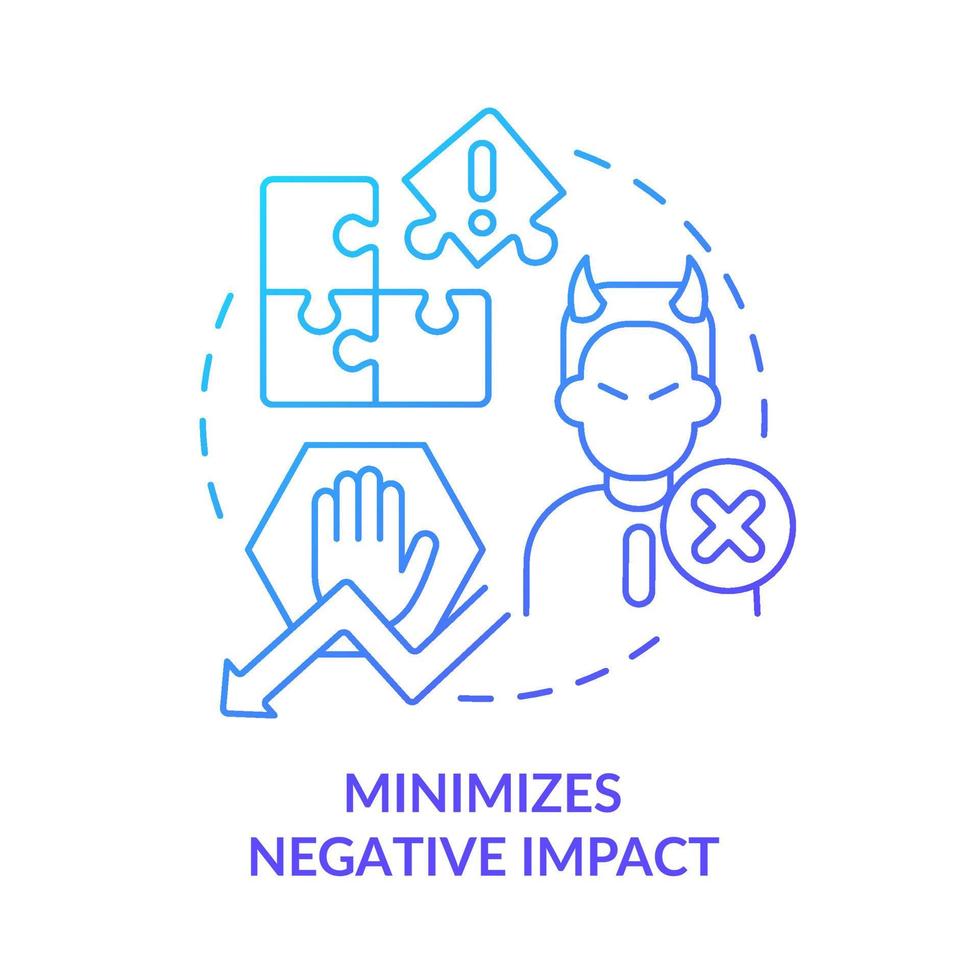 Minimizes negative impact blue gradient concept icon. Reduce risks. Stakeholder management plan abstract idea thin line illustration. Isolated outline drawing. vector