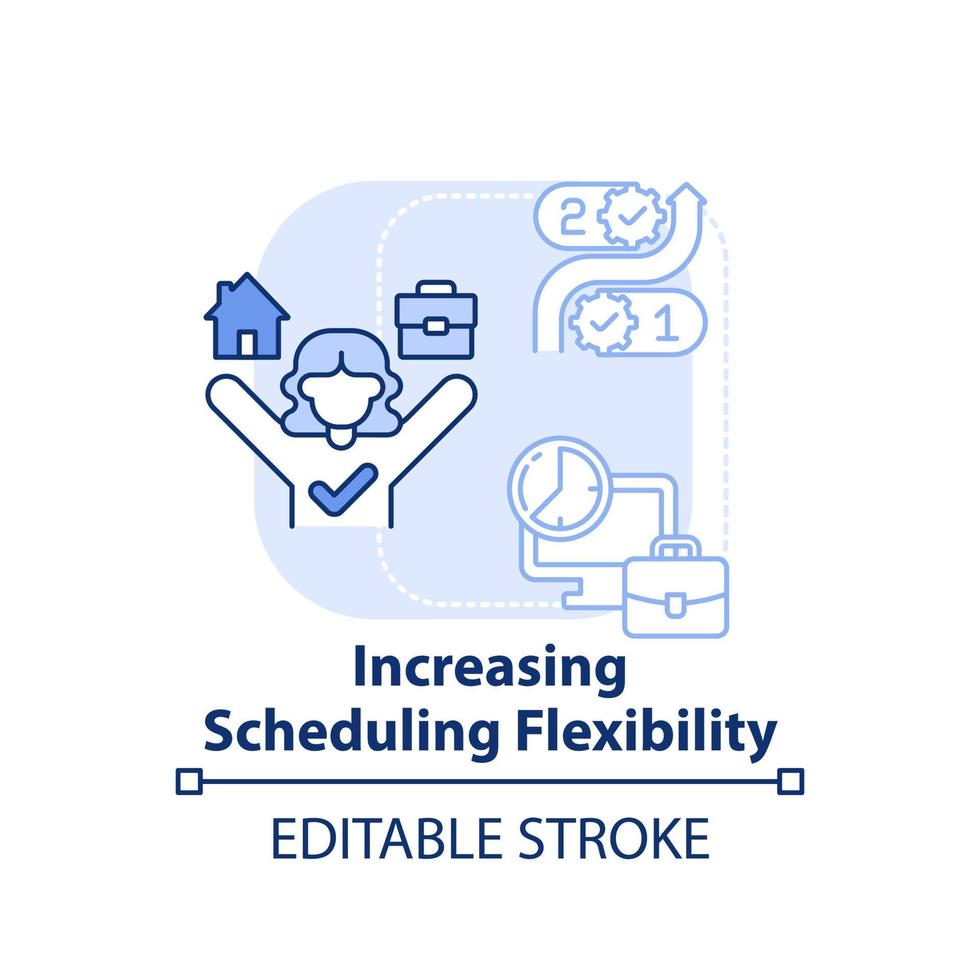 Increasing scheduling flexibility light blue concept icon. Mental health at work abstract idea thin line illustration. Isolated outline drawing. Editable stroke. vector