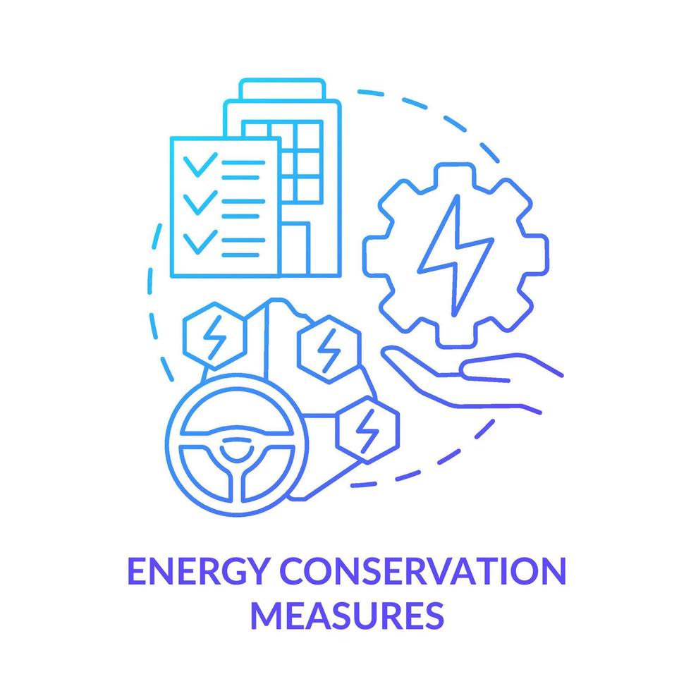 medidas de conservación de energía icono de concepto de gradiente azul. plan de recursos energéticos idea abstracta ilustración de línea delgada. beneficios operativos. dibujo de contorno aislado. vector